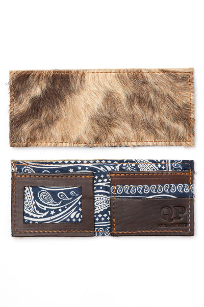 Men's Wallet - Cowhide Blue Bandana